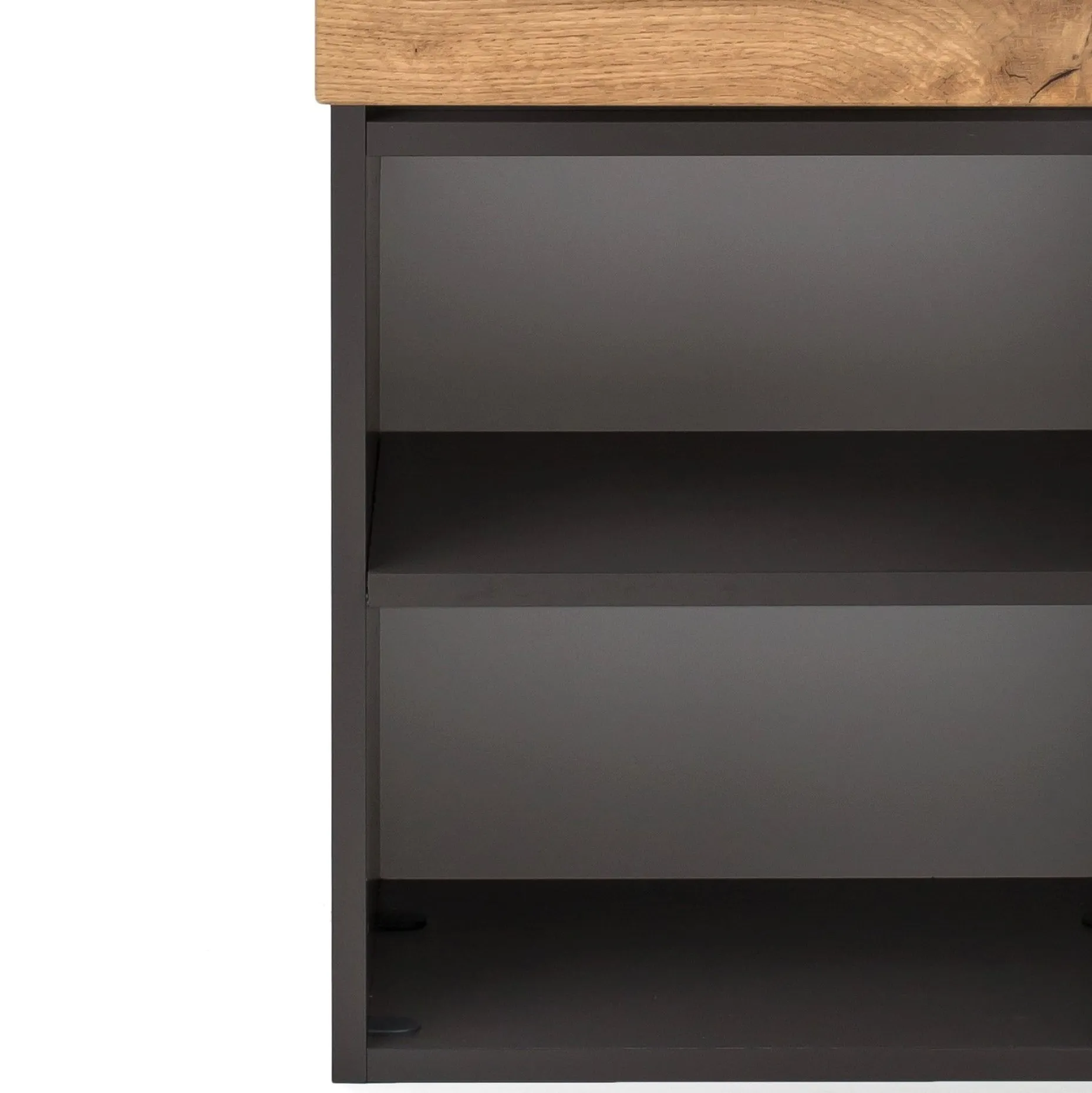 Badezimmerschrank Kornel/Luna 40cm 1 Tür und 1 Schublade - Graphitgrau/Eiche