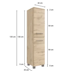 Badezimmerschrank Malvo 30cm 2 Türen - Eiche/schwarz