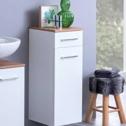 Badezimmerschrank Pares 30cm 1 Tür und 1 Schublade - weiß