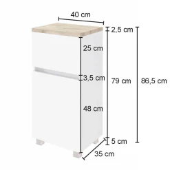 Badezimmerschrank Pisca 40cm 1 Tür und 1 Schublade - graphit