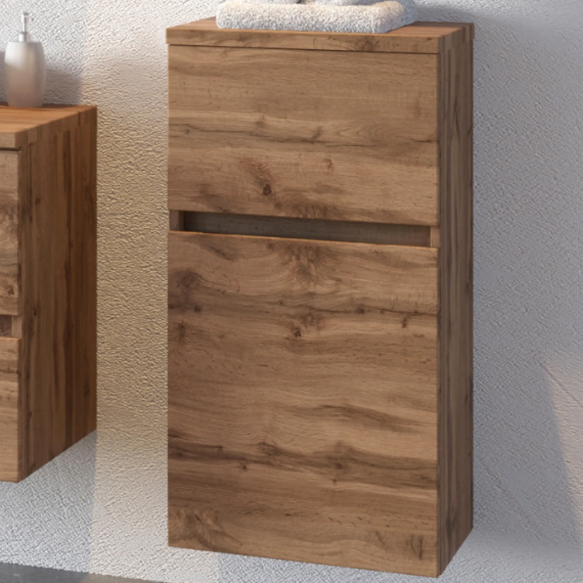 Badezimmerschrank Pisca 40cm 1 Tür und 1 Schublade - Eiche