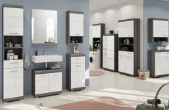 Badezimmerschrank Scout Xonox – Smoke Silver/Weiß Hochglanz – 60x56x34 cm