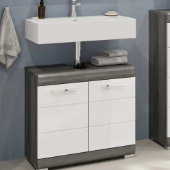 Badezimmerschrank Scout Xonox – Smoke Silver/Weiß Hochglanz – 60x56x34 cm