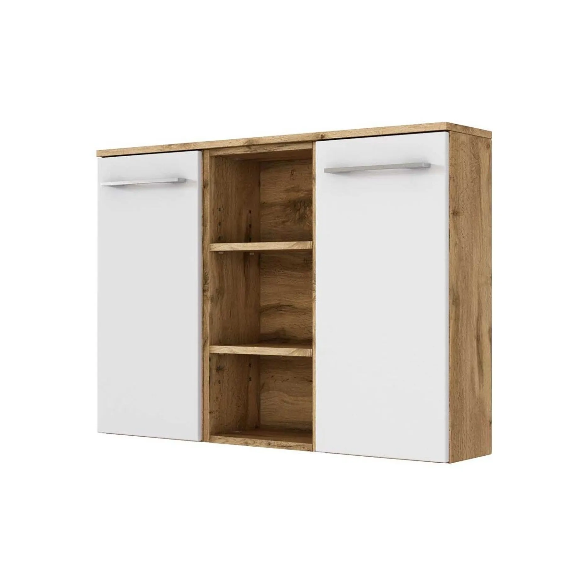 Badezimmerschrank Sefa 90cm 2 Türen - Eiche/Weiß