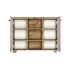 Badezimmerschrank Sefa 90cm 2 Türen - Eiche/Weiß
