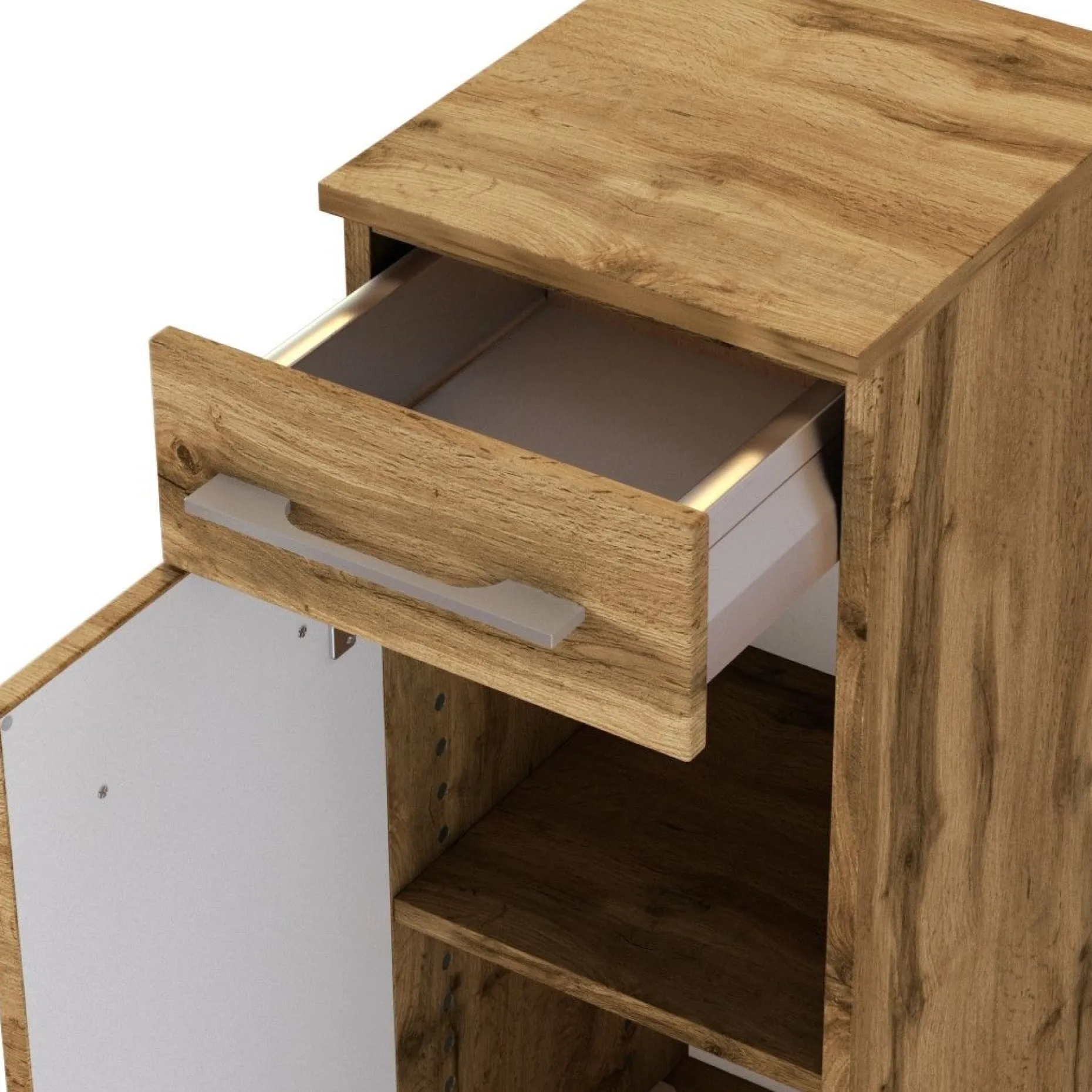 Badezimmerschrank Sefa 30cm 1 Tür und 1 Schublade - wotan Eiche