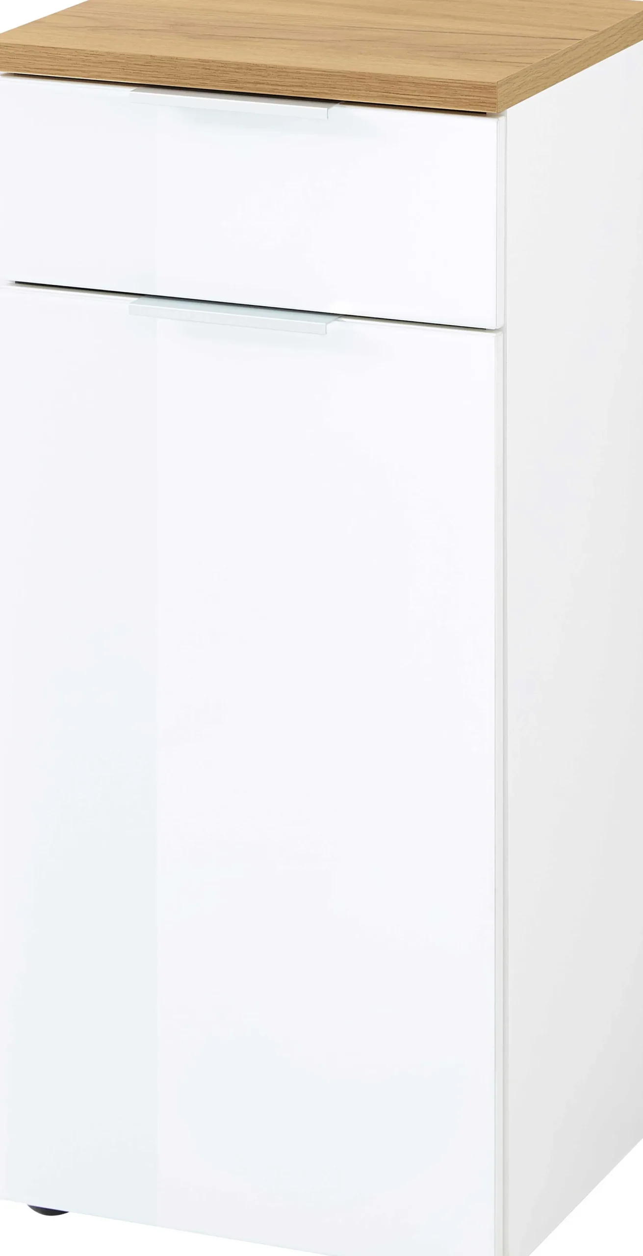 Badezimmerschrank Sepp mit 1 Tür und 1 Schublade - weiß/Eiche