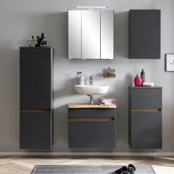Badezimmerschrank Vikas 1 Tür und 1 Schublade - anthrazit