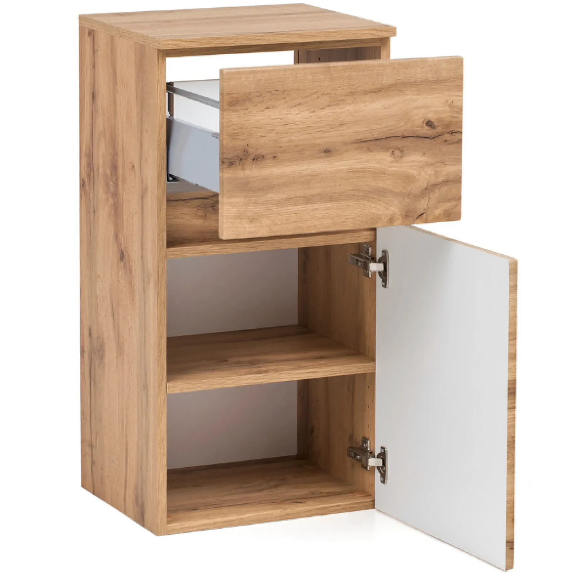 Badezimmerschrank Vikas 1 Tür und 1 Schublade - Eiche