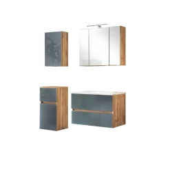 Held Badezimmerset Helsinki | Waschtischschrank, Spiegelschrank, Hängeschrank, Seitenschrank | Wotan Eiche/-design