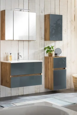 Held Badezimmerset Helsinki | Waschtischschrank, Spiegelschrank, Hängeschrank, Seitenschrank | Wotan Eiche/-design