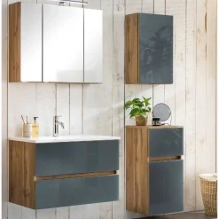 Held Badezimmerset Helsinki | Waschtischschrank, Spiegelschrank, Hängeschrank, Seitenschrank | Wotan Eiche/-design