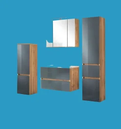 Held Badezimmerset Helsinki | Waschtischschrank, Spiegelschrank, Hängeschrank, Säulenschrank | Wotan Eiche/-design