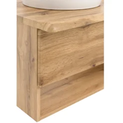 Held Badezimmerset Kaprun | Doppelwaschtisch und Spiegelschrank mit Beleuchtung | Wotan Oak