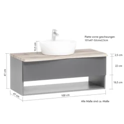 Badezimmerset Kaprun | Waschtischschrank, Spiegelschrank | Graphitgrau