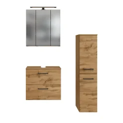 Held Badezimmerset Manchester | Waschtischschrank, Spiegelschrank, Säulenschrank | Wotan Eiche Design