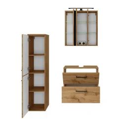 Held Badezimmerset Manchester | Waschtischschrank, Spiegelschrank, Säulenschrank | Wotan Eiche Design