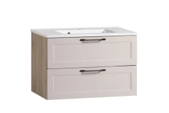 Held Badezimmerset Meran | Waschbeckenschrank, Spiegelschrank mit Beleuchtung | Farbe Cashmere