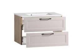Held Badezimmerset Meran | Waschbeckenschrank, Spiegelschrank mit Beleuchtung | Farbe Cashmere