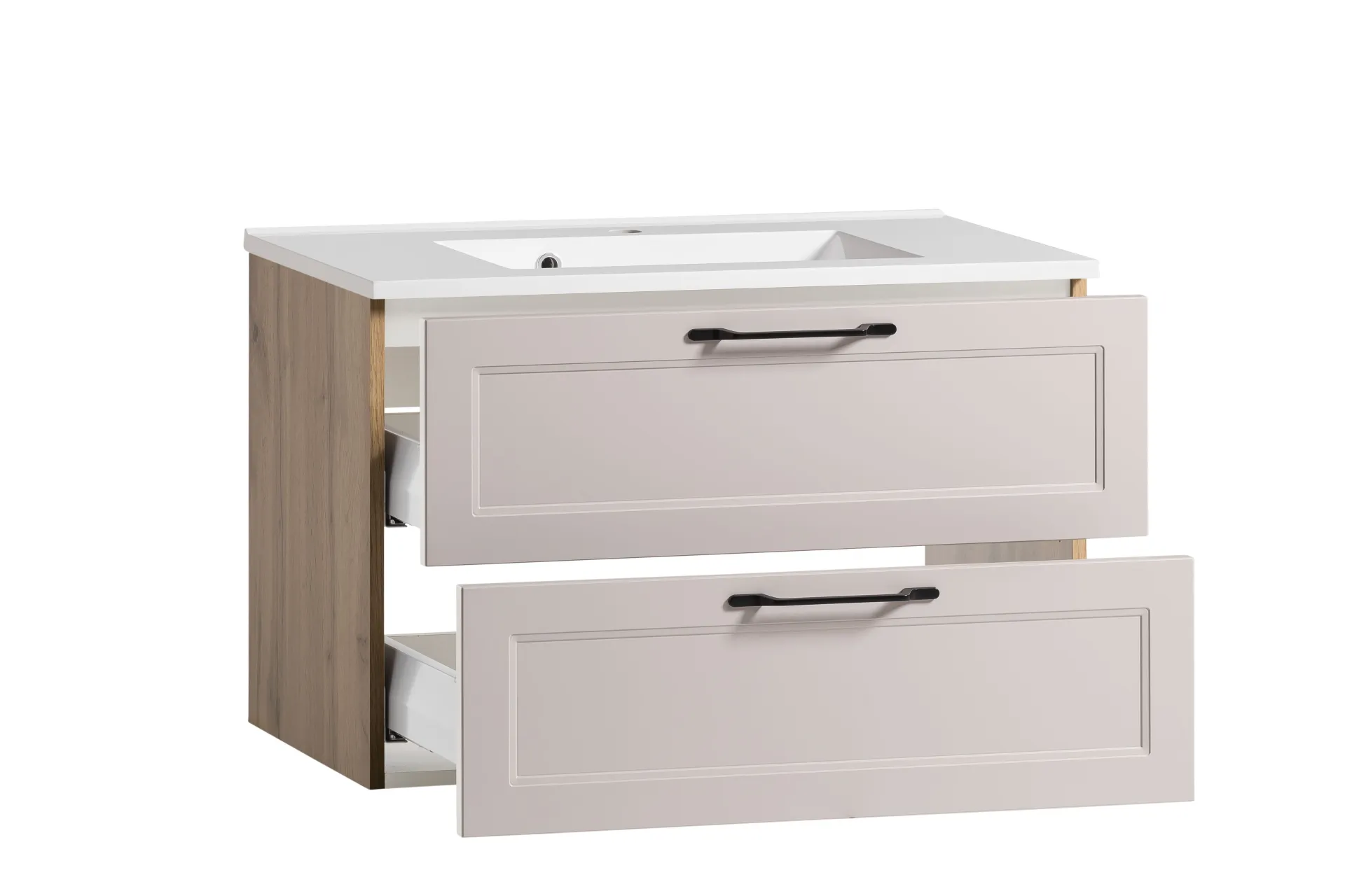 Held Badezimmerset Meran | Waschbeckenschrank, Spiegelschrank mit Beleuchtung | Farbe Cashmere