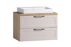 Held Badezimmerset Meran | Waschbeckenschrank, Spiegelschrank mit Beleuchtung | Farbe Cashmere