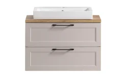 Held Badezimmerset Meran | Waschbeckenschrank, Spiegelschrank mit Beleuchtung | Farbe Cashmere