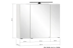 Held Badezimmerset Meran | Waschtischschrank, Spiegelschrank mit Beleuchtung |