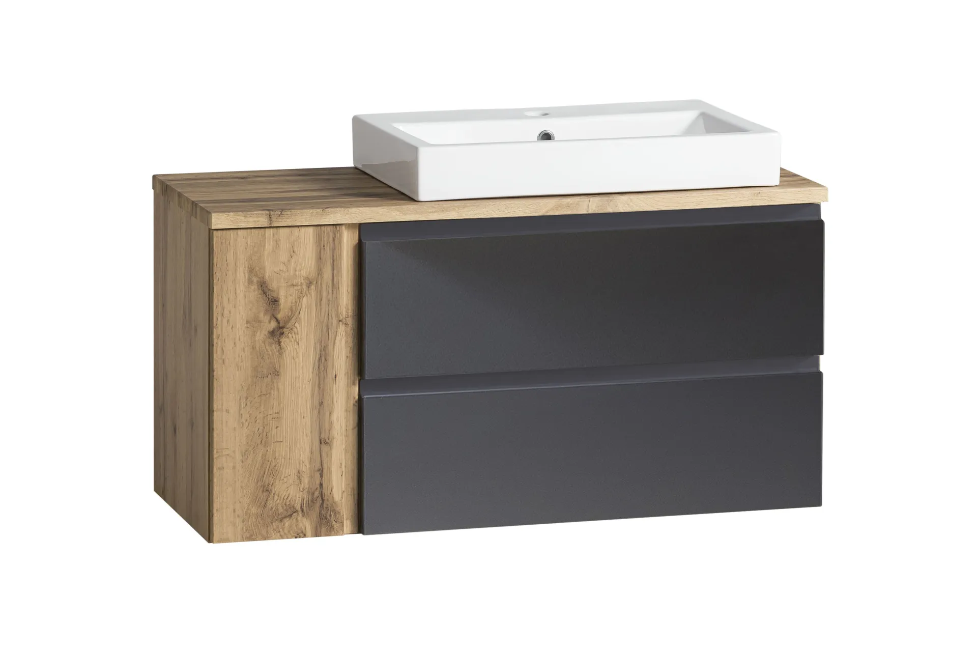 Held Badezimmerset Varese | Waschbecken- und Spiegelschrank | Design Wotan Oak / Grey