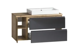 Held Badezimmerset Varese | Waschbecken- und Spiegelschrank | Design Wotan Oak / Grey