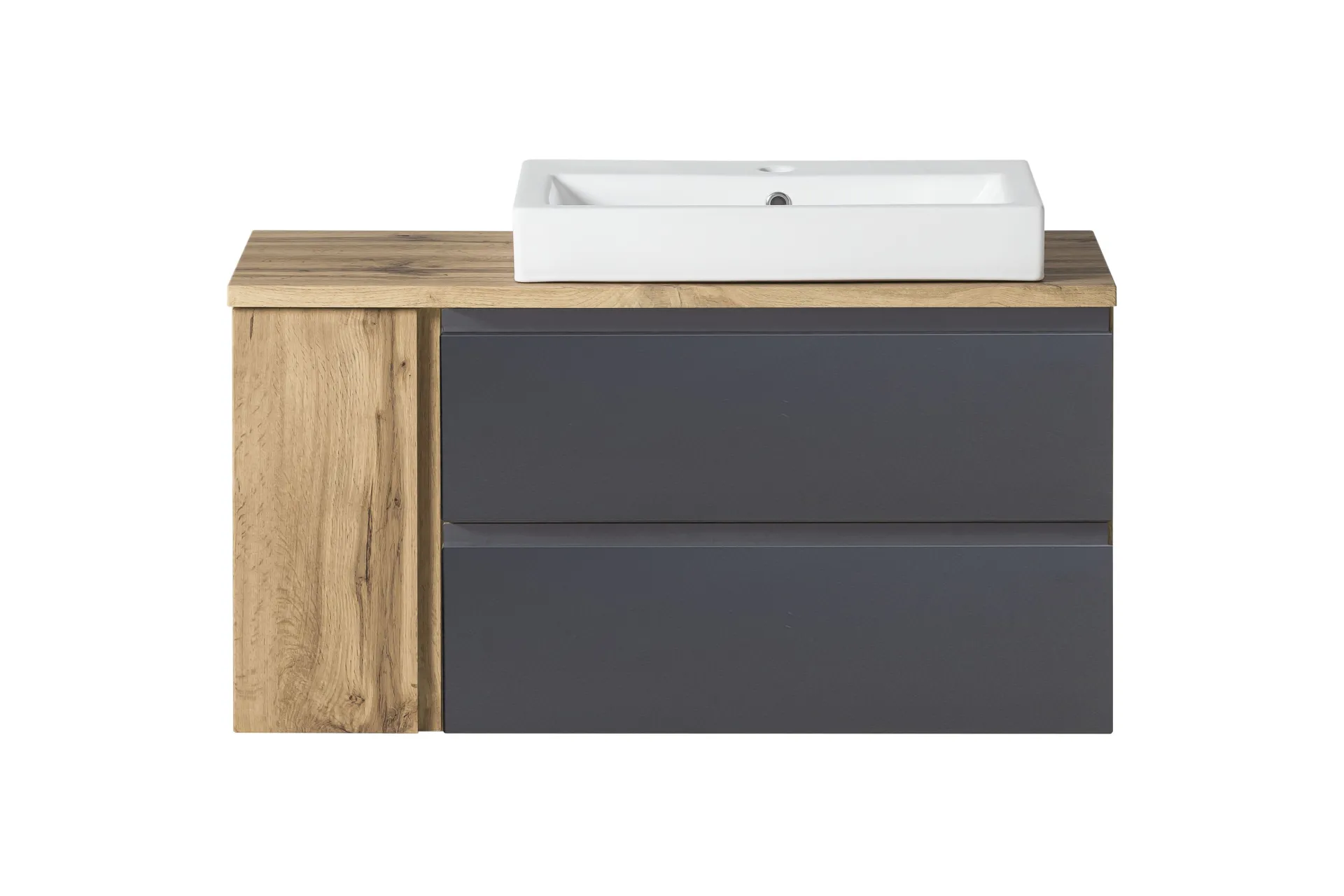 Held Badezimmerset Varese | Waschbecken- und Spiegelschrank | Design Wotan Oak / Grey