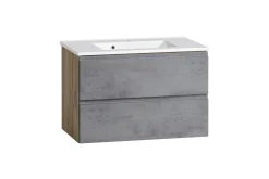 Held Badezimmerset Varese | Waschtisch und Spiegelschrank mit Beleuchtung | Wotan Eiche Beton Design