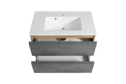 Held Badezimmerset Varese | Waschtisch und Spiegelschrank mit Beleuchtung | Wotan Eiche Beton Design