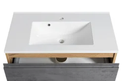 Held Badezimmerset Varese | Waschtisch und Spiegelschrank mit Beleuchtung | Wotan Eiche Beton Design