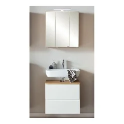 Held Badezimmerset Varese | Waschtisch und Spiegelschrank mit Beleuchtung | Wotan Eiche es Design