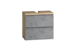 Held Badezimmerset Varese | Waschtisch und Spiegelschrank mit Beleuchtung | Wotan Eiche Beton-Design