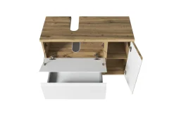 Held Badezimmerset Varese | Waschtisch und Spiegelschrank mit Beleuchtung | Wotan Eiche es Design