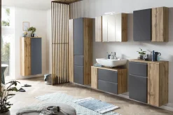 Held Badezimmerset Varese | Waschtisch und Spiegelschrank mit Beleuchtung | Wotan Eiche es Design