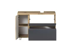 Held Badezimmerset Varese | Waschtisch und Spiegelschrank mit Beleuchtung | Wotan Eiche es Design
