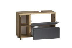 Held Badezimmerset Varese | Waschtisch und Spiegelschrank mit Beleuchtung | Wotan Eiche es Design
