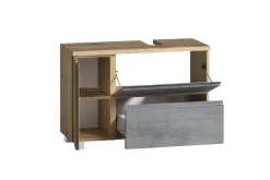 Held Badezimmerset Varese | Waschtisch und Spiegelschrank mit Beleuchtung | Wotan Eiche Beton Design