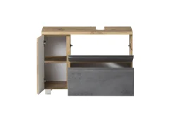Held Badezimmerset Varese | Waschtisch und Spiegelschrank mit Beleuchtung | Wotan Eiche Beton Design
