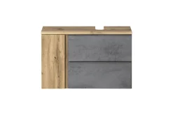 Held Badezimmerset Varese | Waschtisch und Spiegelschrank mit Beleuchtung | Wotan Eiche Beton Design