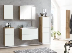 Held Badezimmerset Varese | Waschtisch und Spiegelschrank mit Beleuchtung | Wotan Eiche es Design
