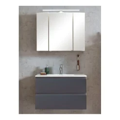 Held Badezimmerset Varese | Waschtisch und Spiegelschrank mit Beleuchtung | Wotan Eiche es Design