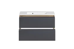 Held Badezimmerset Varese | Waschtisch und Spiegelschrank mit Beleuchtung | Wotan Eiche es Design
