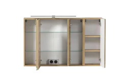 Held Badezimmerset Varese | Waschtisch und Spiegelschrank mit Beleuchtung | Wotan Eiche Beton Design