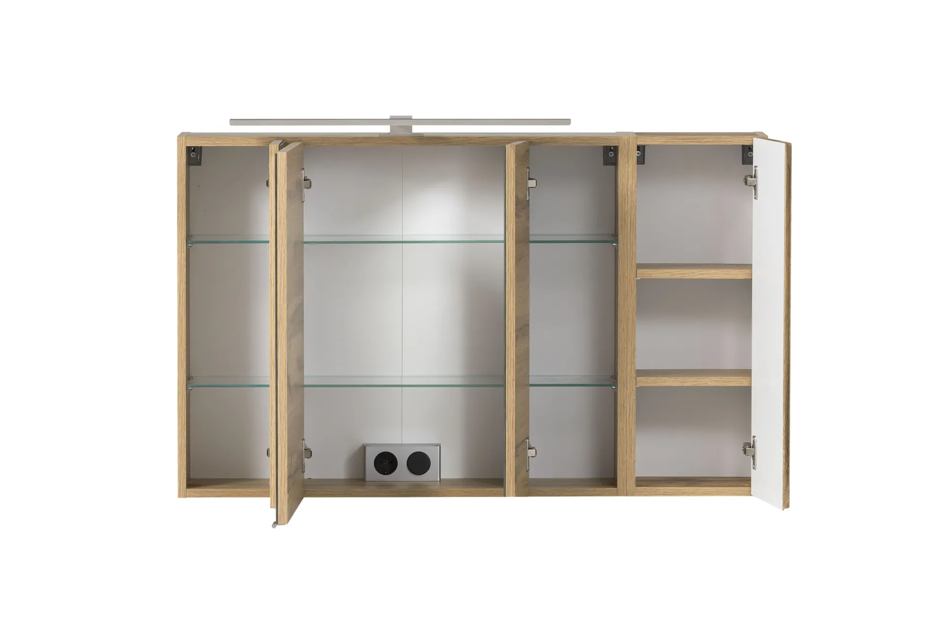 Held Badezimmerset Varese | Waschtisch und Spiegelschrank mit Beleuchtung | Wotan Eiche Beton Design