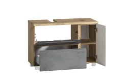 Held Badezimmerset Varese | Waschtisch und Spiegelschrank mit Beleuchtung | Wotan Eiche Beton Design