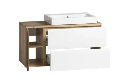 Held Badezimmerset Varese | Waschtisch und Spiegelschrank mit Beleuchtung | Wotan Eiche es Design
