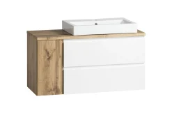Held Badezimmerset Varese | Waschtisch und Spiegelschrank mit Beleuchtung | Wotan Eiche es Design